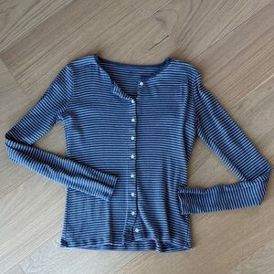 Brandy Melville Blue Striped Long Sleeve Top